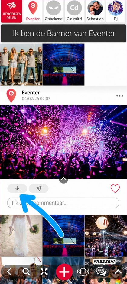 downloadicoon onder een foto