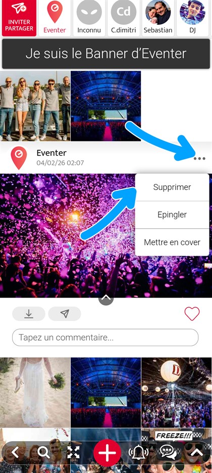 menu supprimer une photo